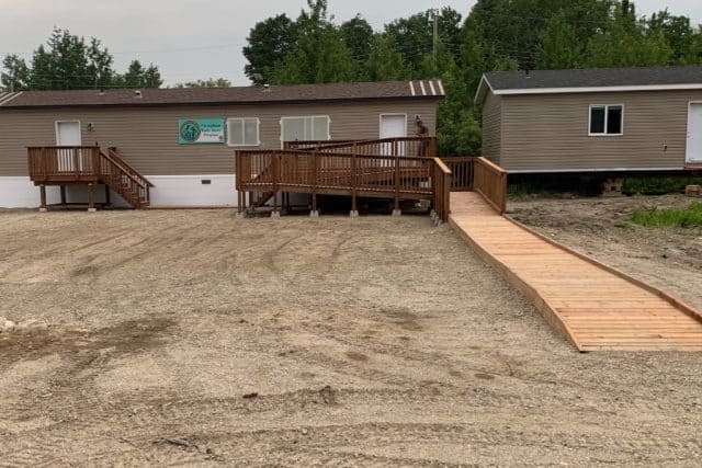 A new wheelchair accessible ramp built for accessing the building